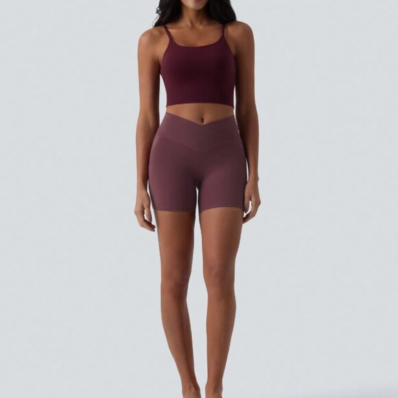 Halara SoftlyZero™ High Waisted Crossover Pocket Yoga Biker Shorts 5'' UPF50 - Picture 2 of 7